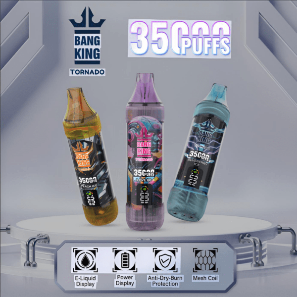 Bang-King-35000-Puffs-主圖.png Bangking 35000口 一次性電子煙|王嘉爾同款 23ml 大容量 買五送一|拋棄式高續航推薦|BNAGKING商品資訊:圖片 1